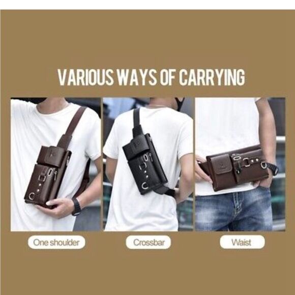 Weixier Bag Unisex Single Shoulder Multi-function Sling Brown New - Picture 12 of 12